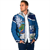 Personalized El Salvador Turquoise Browed Motmot Padded Jacket Happy Independence Day