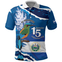 Personalized El Salvador Turquoise Browed Motmot Polo Shirt Happy Independence Day