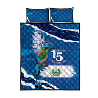 El Salvador Turquoise Browed Motmot Quilt Bed Set Happy Independence Day