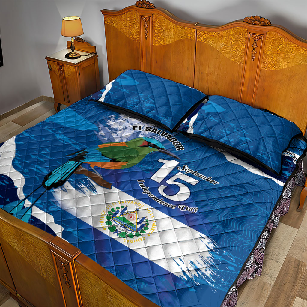 El Salvador Turquoise Browed Motmot Quilt Bed Set Happy Independence Day