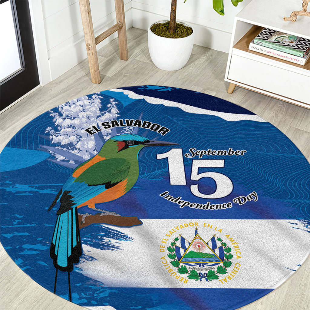 El Salvador Turquoise Browed Motmot Round Carpet Happy Independence Day
