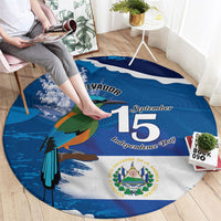 El Salvador Turquoise Browed Motmot Round Carpet Happy Independence Day