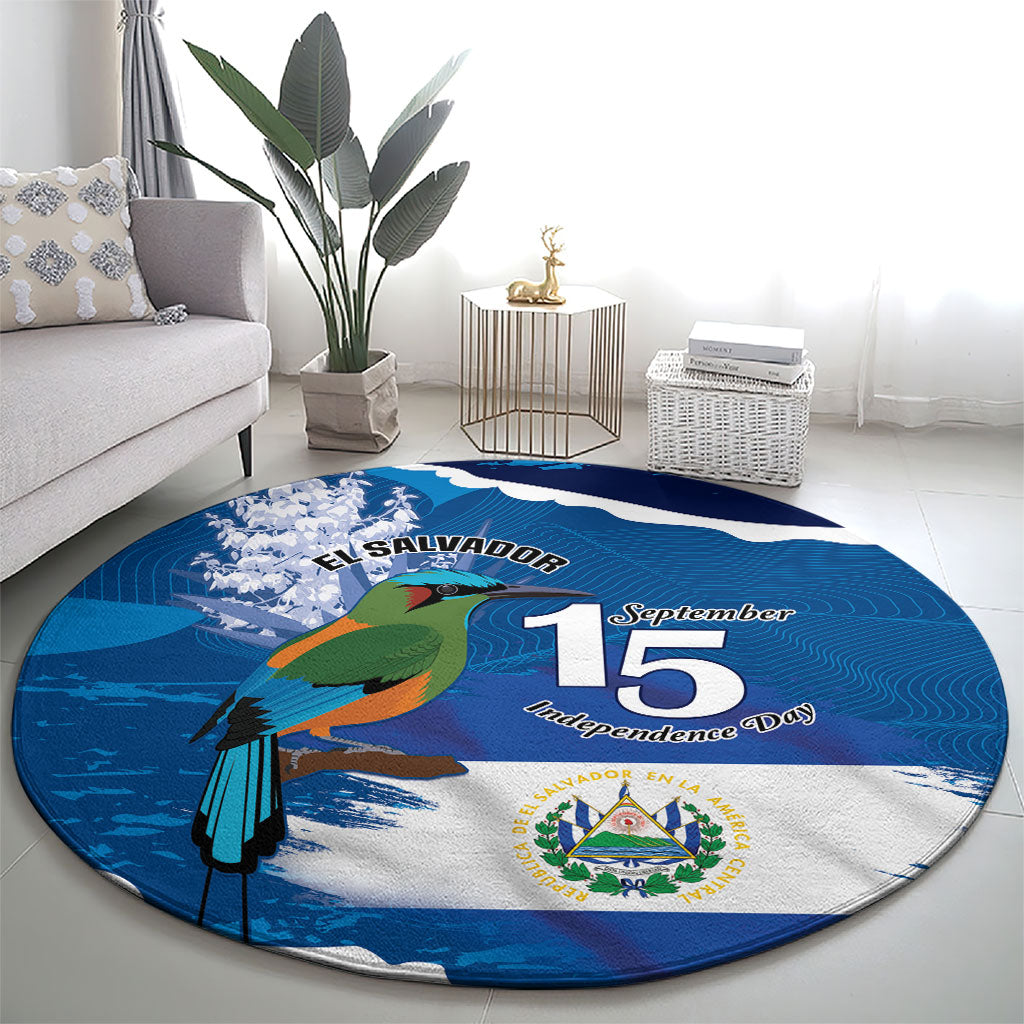 El Salvador Turquoise Browed Motmot Round Carpet Happy Independence Day
