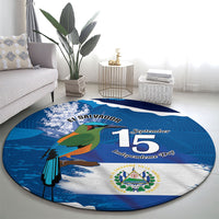 El Salvador Turquoise Browed Motmot Round Carpet Happy Independence Day