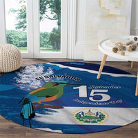 El Salvador Turquoise Browed Motmot Round Carpet Happy Independence Day