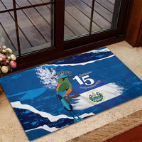 El Salvador Turquoise Browed Motmot Rubber Doormat Happy Independence Day
