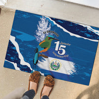 El Salvador Turquoise Browed Motmot Rubber Doormat Happy Independence Day