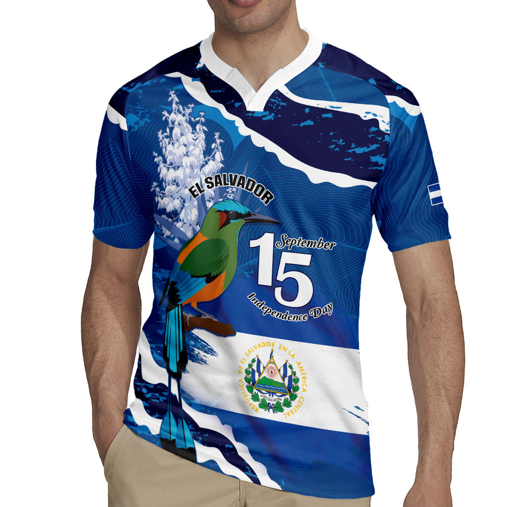 Personalized El Salvador Turquoise Browed Motmot Rugby Jersey Happy Independence Day