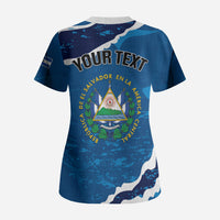 Personalized El Salvador Turquoise Browed Motmot Scrub Top Happy Independence Day