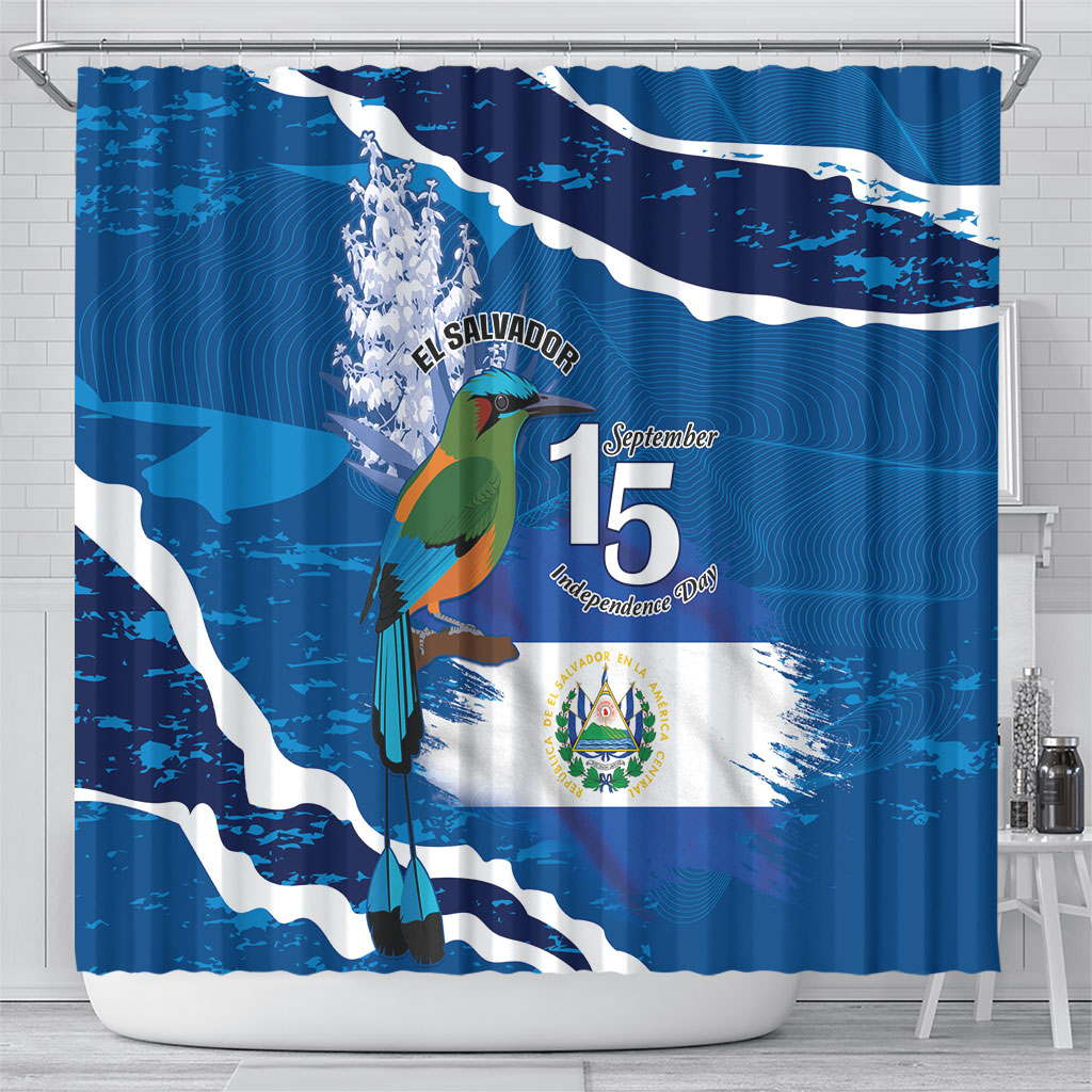 El Salvador Turquoise Browed Motmot Shower Curtain Happy Independence Day