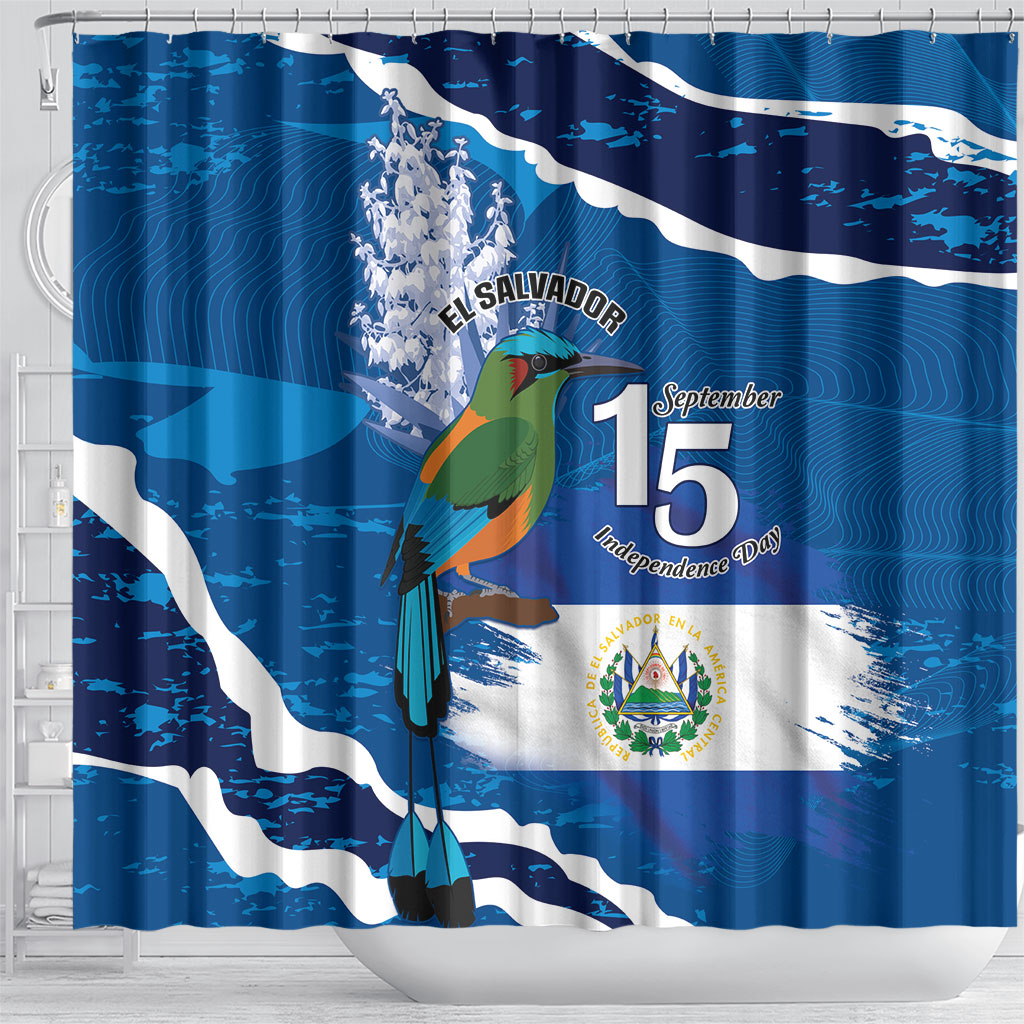 El Salvador Turquoise Browed Motmot Shower Curtain Happy Independence Day