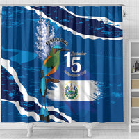 El Salvador Turquoise Browed Motmot Shower Curtain Happy Independence Day