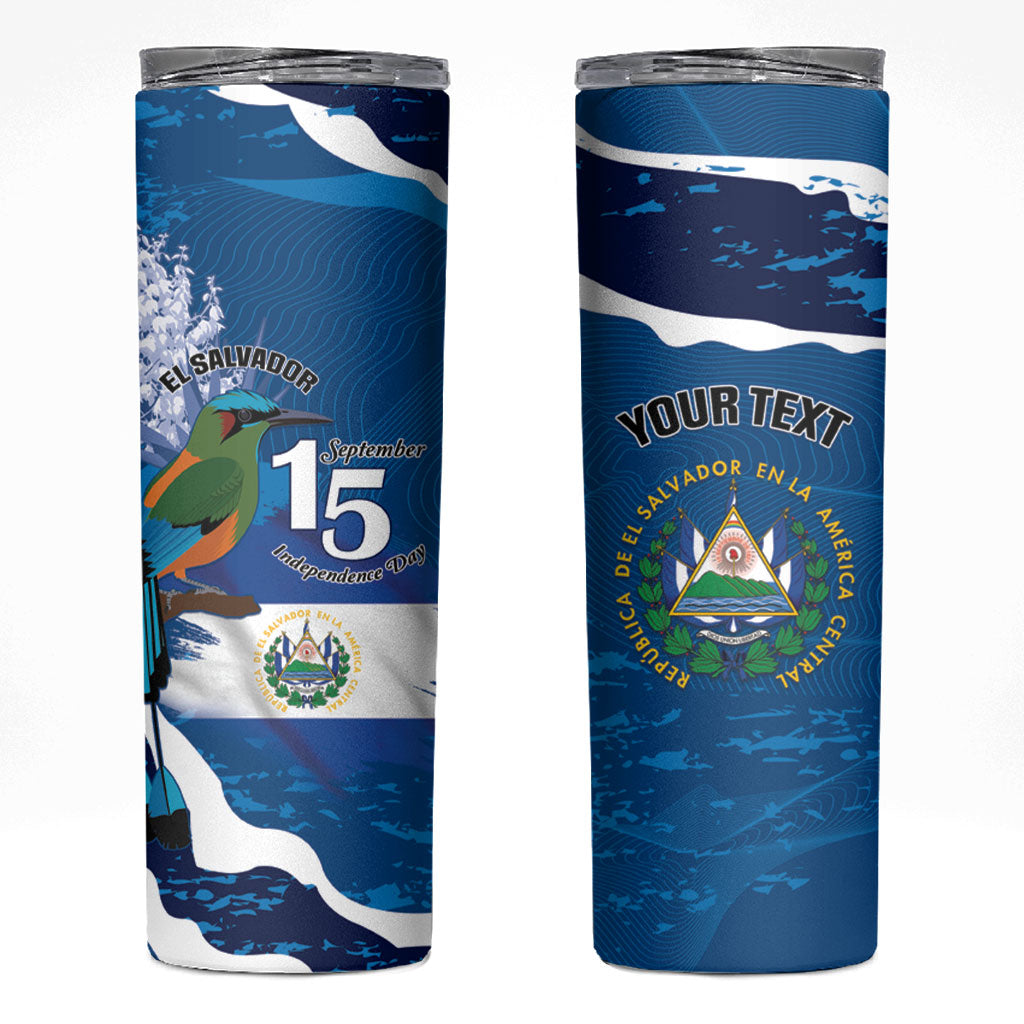 Personalized El Salvador Turquoise Browed Motmot Skinny Tumbler Happy Independence Day