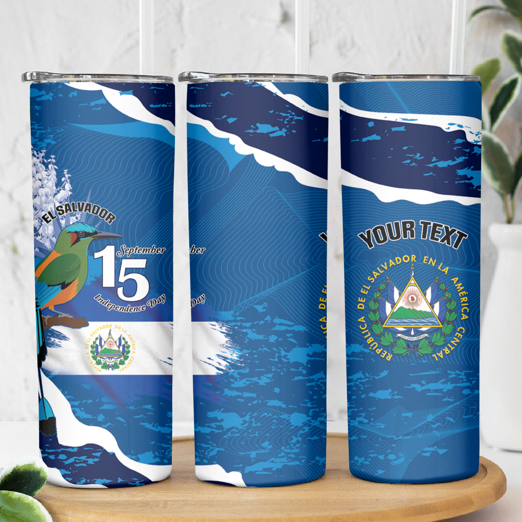 Personalized El Salvador Turquoise Browed Motmot Skinny Tumbler Happy Independence Day