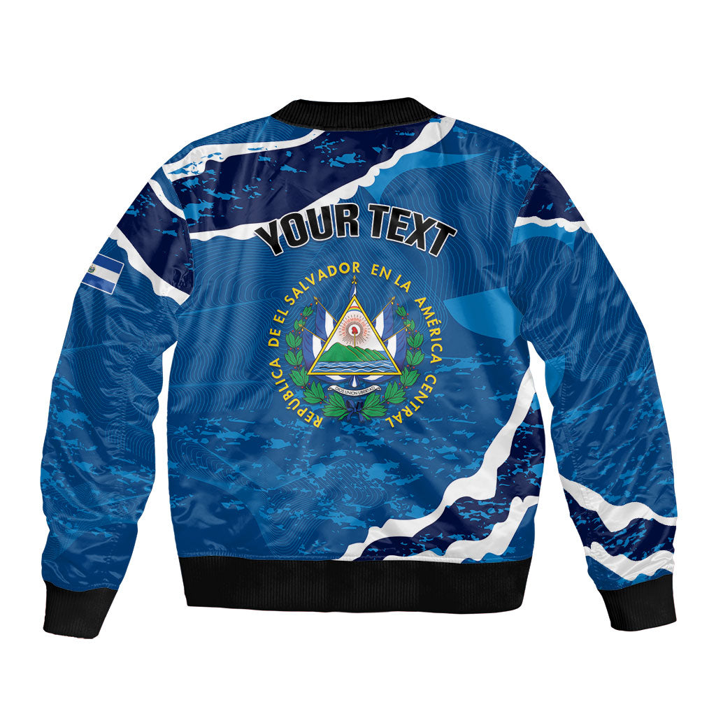 Personalized El Salvador Turquoise Browed Motmot Sleeve Zip Bomber Jacket Happy Independence Day