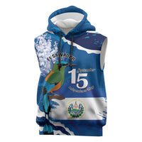 Personalized El Salvador Turquoise Browed Motmot Sleeveless Hoodie Happy Independence Day