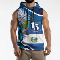 Personalized El Salvador Turquoise Browed Motmot Sleeveless Hoodie Happy Independence Day