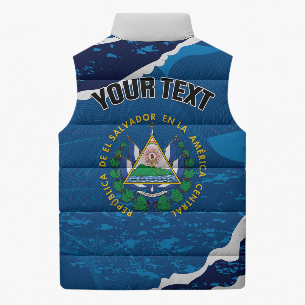 Personalized El Salvador Turquoise Browed Motmot Sleeveless Puffer Jacket Happy Independence Day