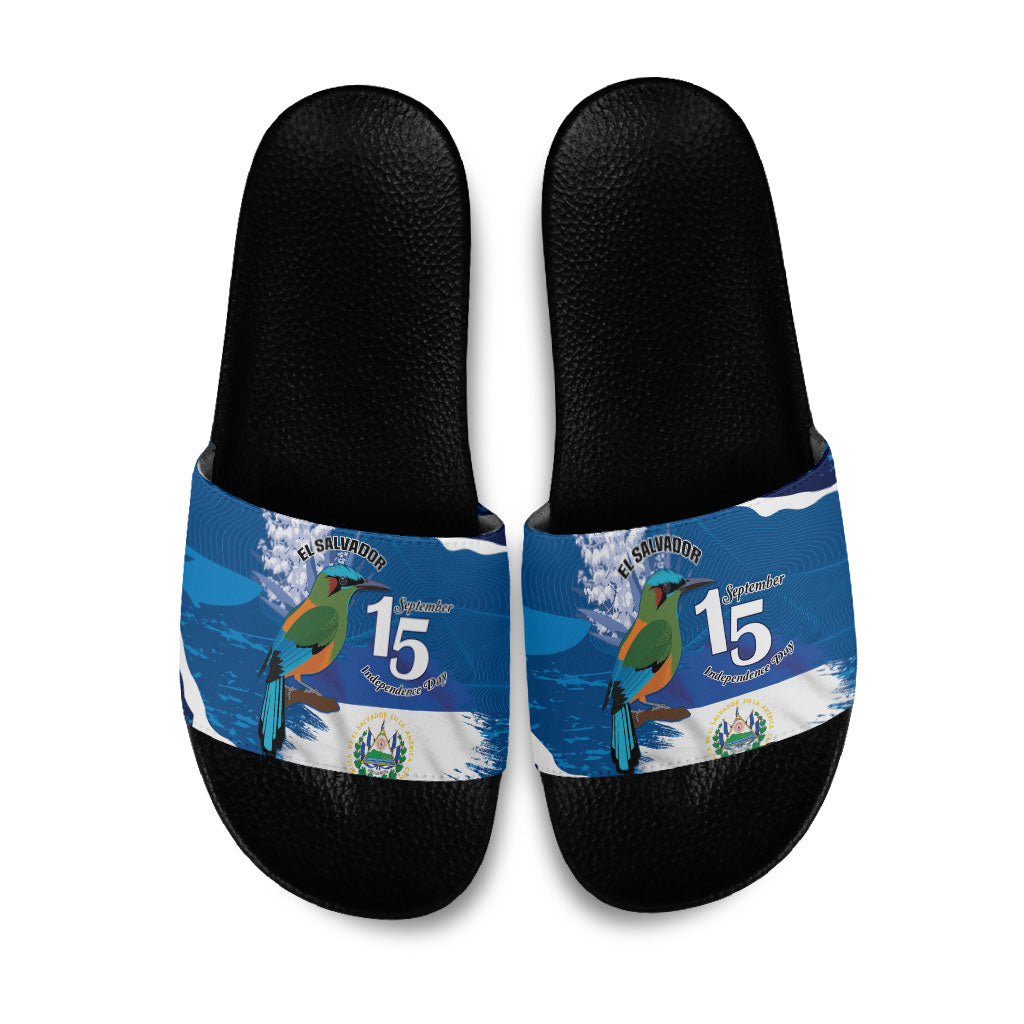 El Salvador Turquoise Browed Motmot Slide Sandals Happy Independence Day