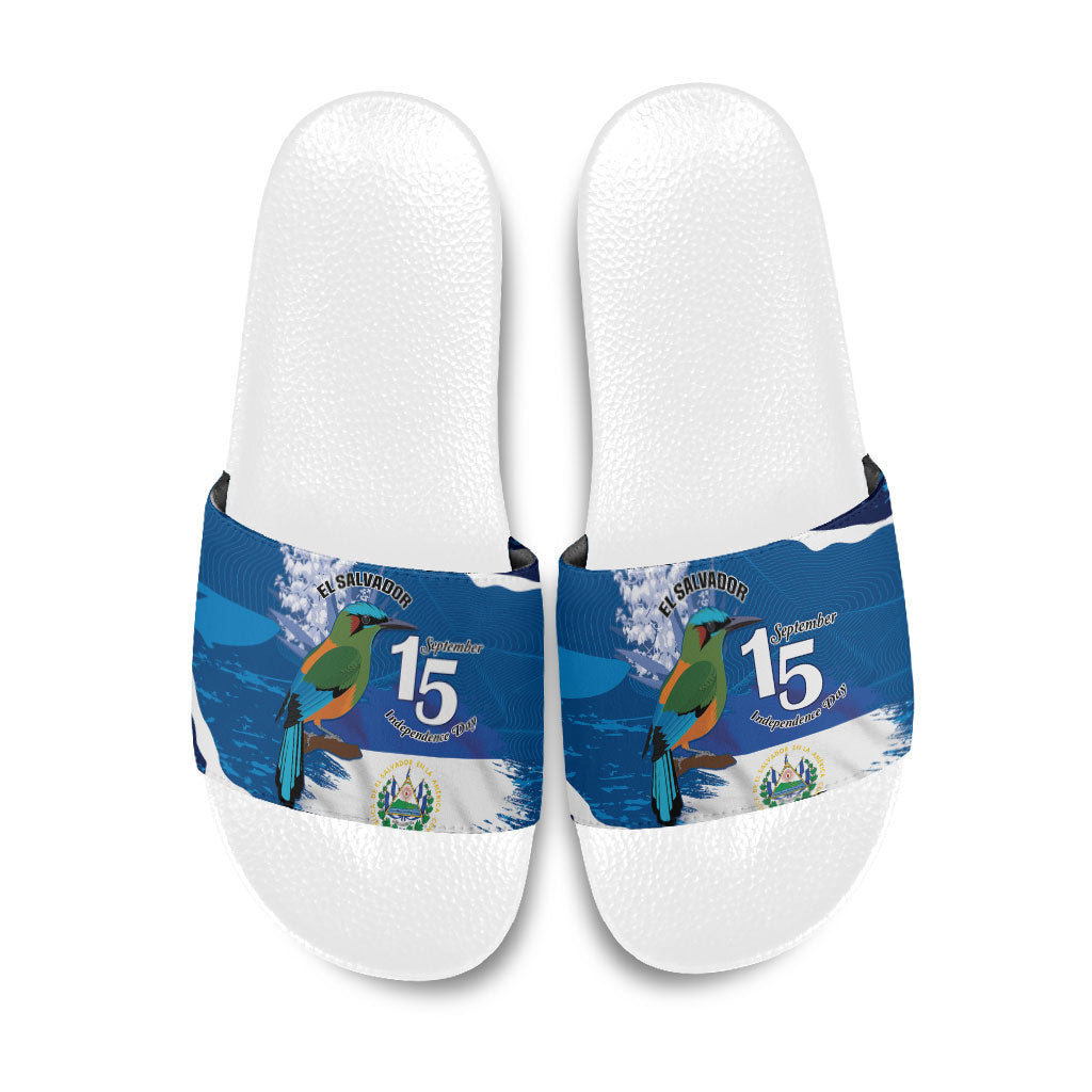El Salvador Turquoise Browed Motmot Slide Sandals Happy Independence Day