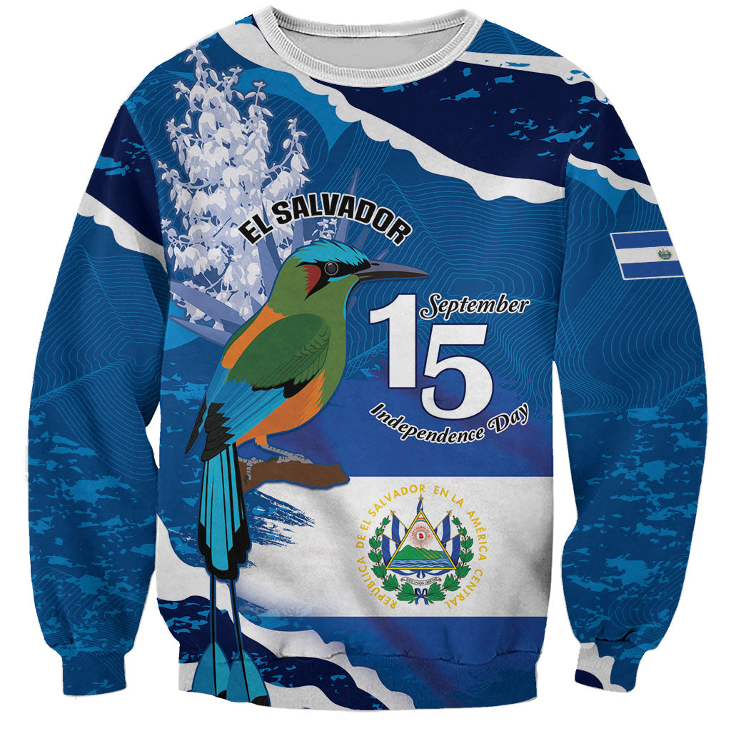 Personalized El Salvador Turquoise Browed Motmot Sweatshirt Happy Independence Day