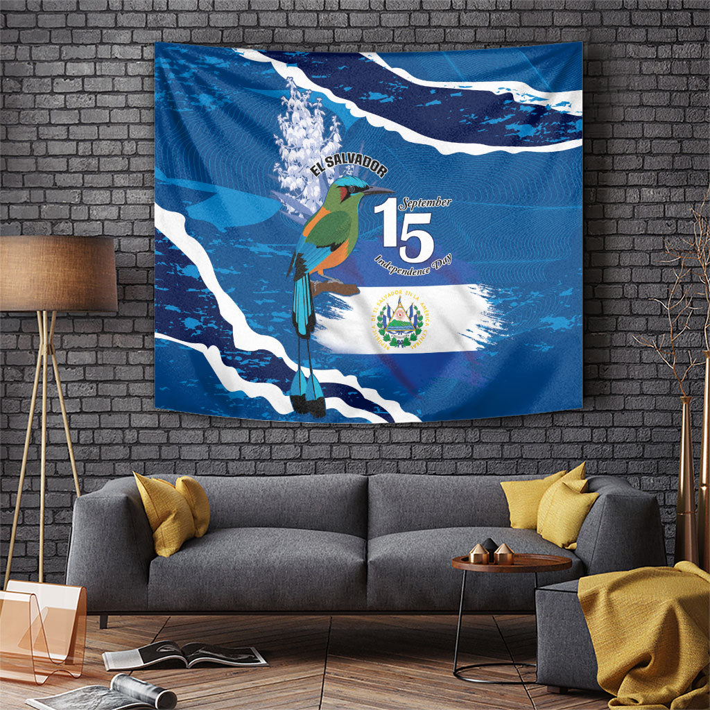 El Salvador Turquoise Browed Motmot Tapestry Happy Independence Day