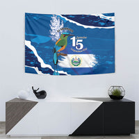 El Salvador Turquoise Browed Motmot Tapestry Happy Independence Day