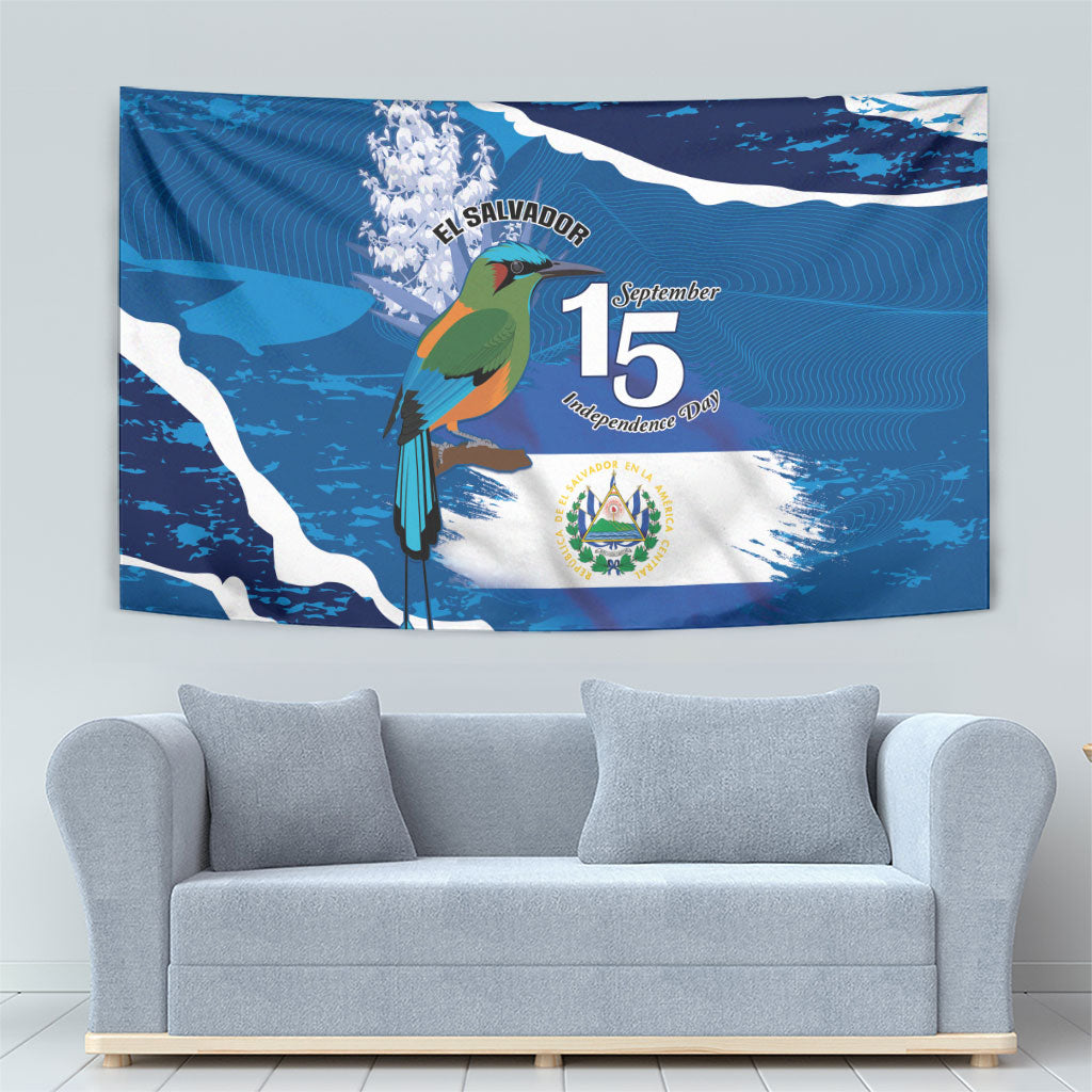El Salvador Turquoise Browed Motmot Tapestry Happy Independence Day