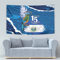 El Salvador Turquoise Browed Motmot Tapestry Happy Independence Day
