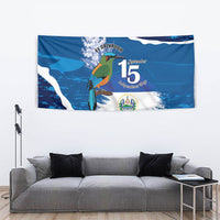 El Salvador Turquoise Browed Motmot Tapestry Happy Independence Day