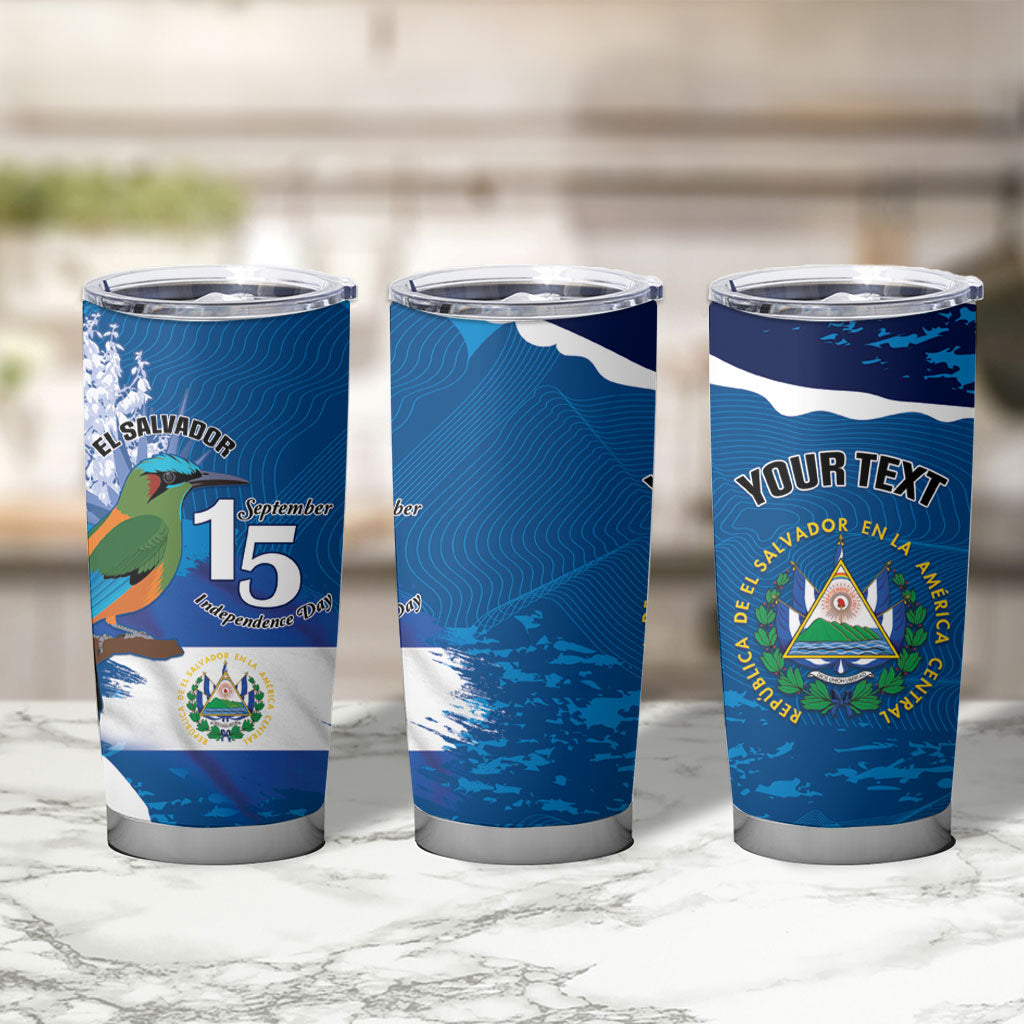 Personalized El Salvador Turquoise Browed Motmot Tumbler Cup Happy Independence Day