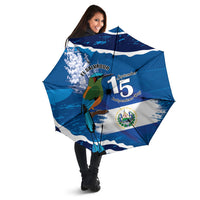 El Salvador Turquoise Browed Motmot Umbrella Happy Independence Day