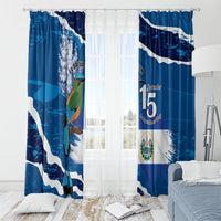 El Salvador Turquoise Browed Motmot Window Curtain Happy Independence Day