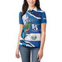 Personalized El Salvador Turquoise Browed Motmot Women Polo Shirt Happy Independence Day