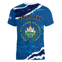 Personalized El Salvador Turquoise Browed Motmot Women V-Neck T-Shirt Happy Independence Day