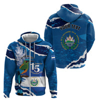 Personalized El Salvador Turquoise Browed Motmot Zip Hoodie Happy Independence Day