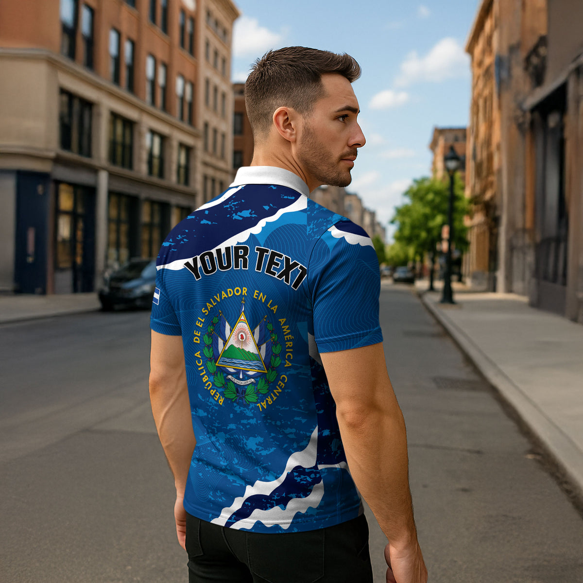 Personalized El Salvador Turquoise Browed Motmot Zipper Polo Shirt Happy Independence Day