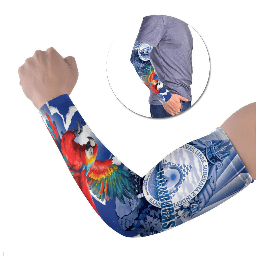 Personalized Honduras Scarlet Macaw Arm Sleeves Happy Independence Day