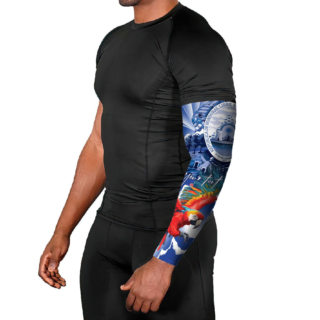 Personalized Honduras Scarlet Macaw Arm Sleeves Happy Independence Day