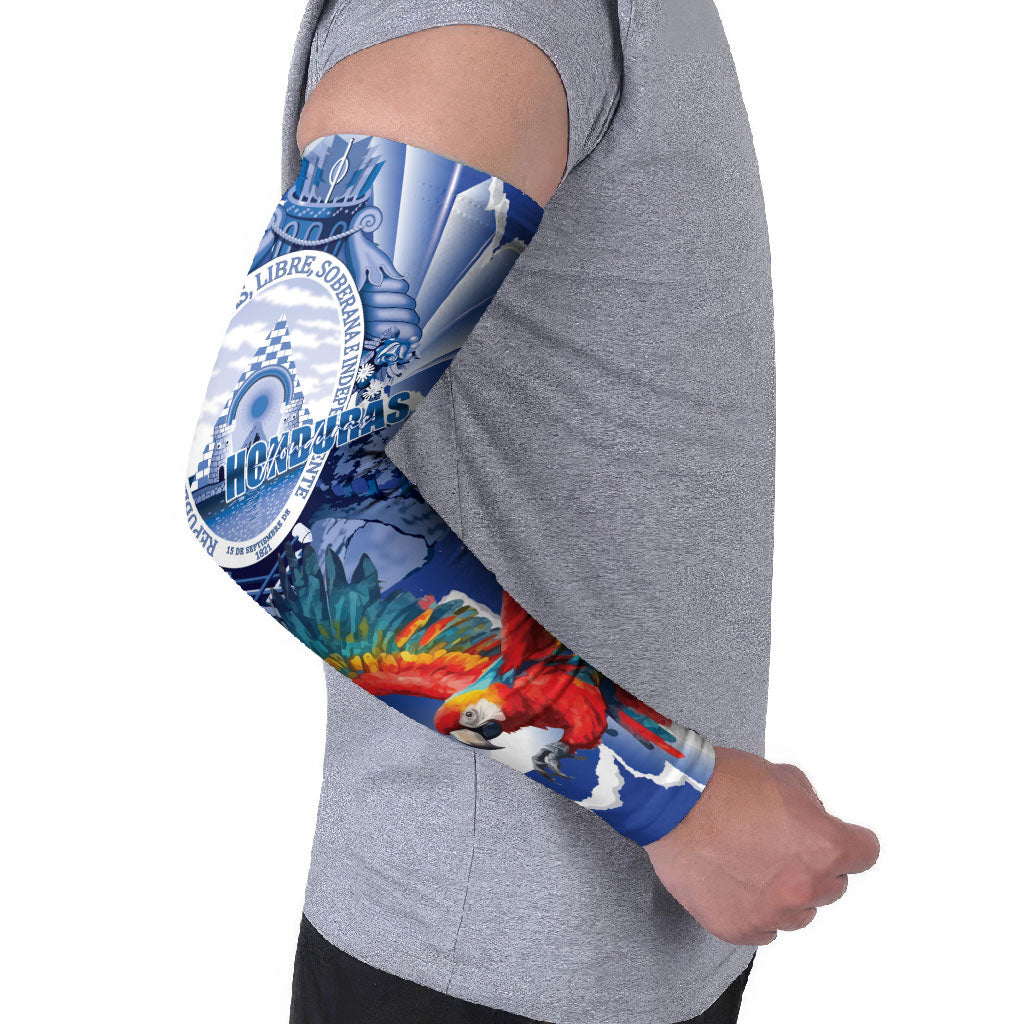 Personalized Honduras Scarlet Macaw Arm Sleeves Happy Independence Day
