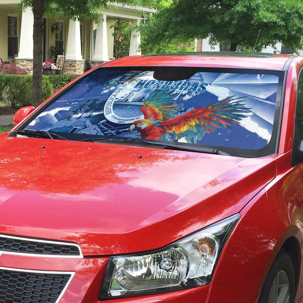 Honduras Scarlet Macaw Auto Sun Shade Happy Independence Day