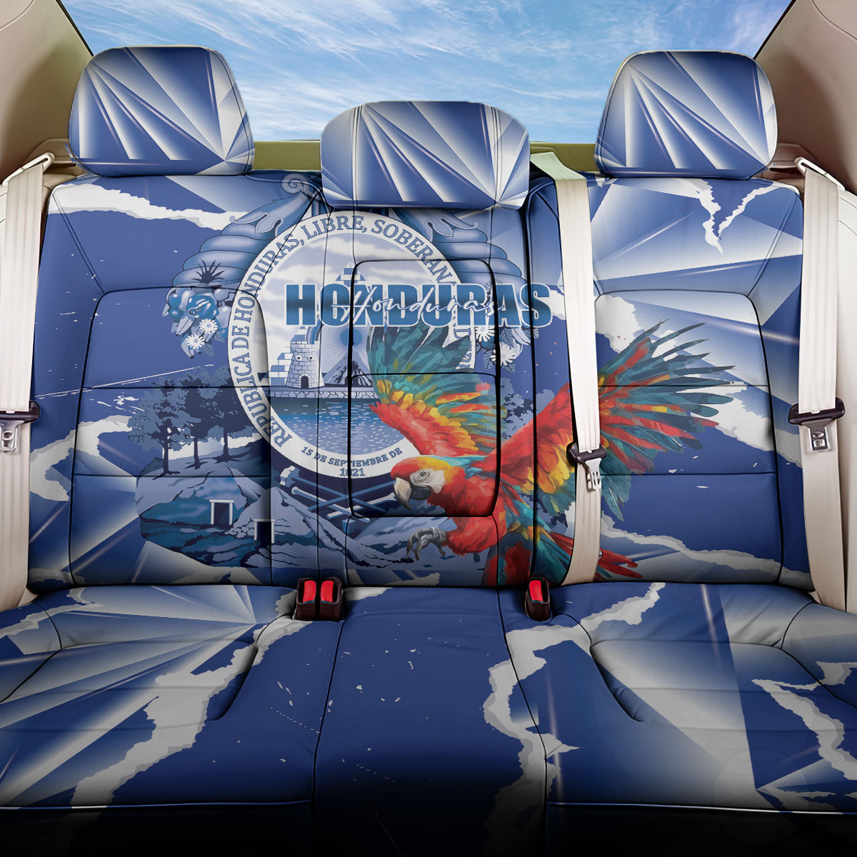 Honduras Scarlet Macaw Back Car Seat Cover Happy Independence Day