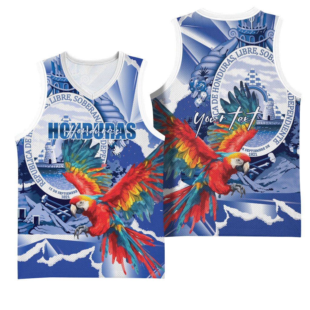 Personalized Honduras Scarlet Macaw Basketball Jersey Happy Independence Day