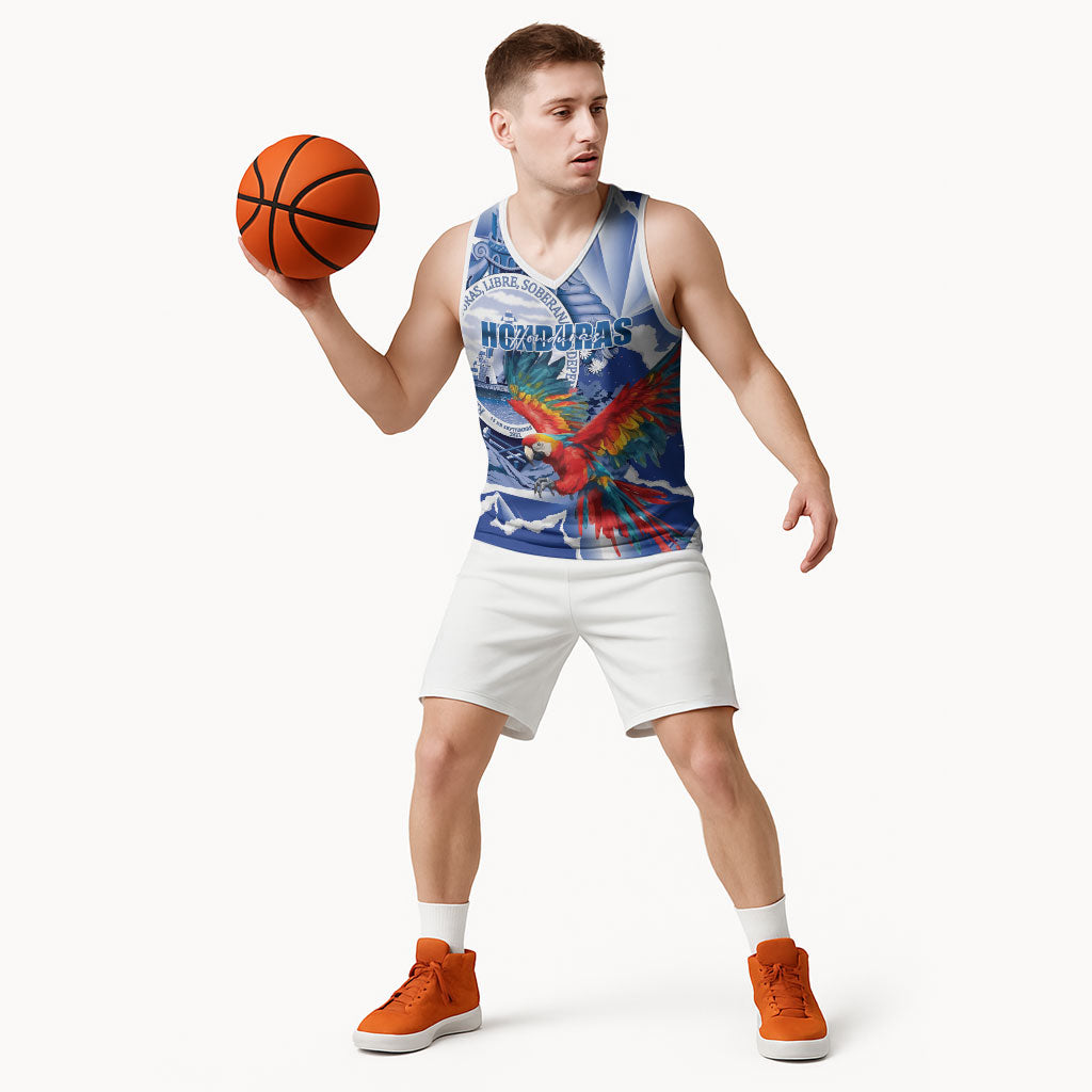 Personalized Honduras Scarlet Macaw Basketball Jersey Happy Independence Day