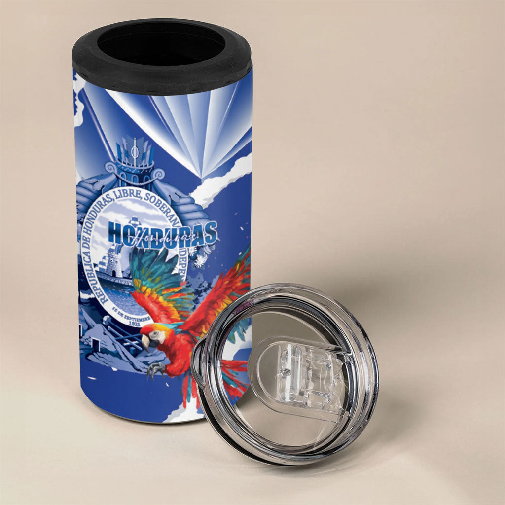 Personalized Honduras Scarlet Macaw 4 in 1 Can Cooler Tumbler Happy Independence Day