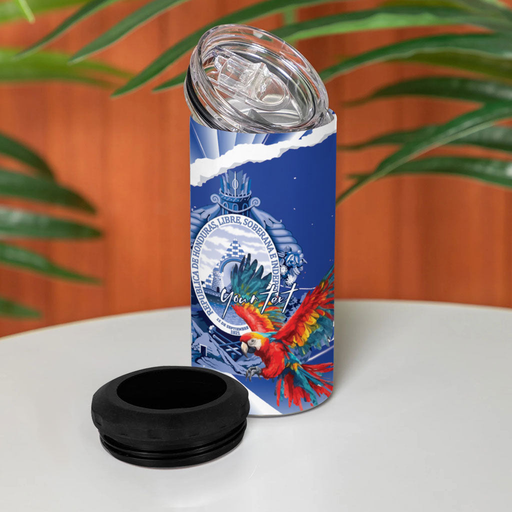 Personalized Honduras Scarlet Macaw 4 in 1 Can Cooler Tumbler Happy Independence Day