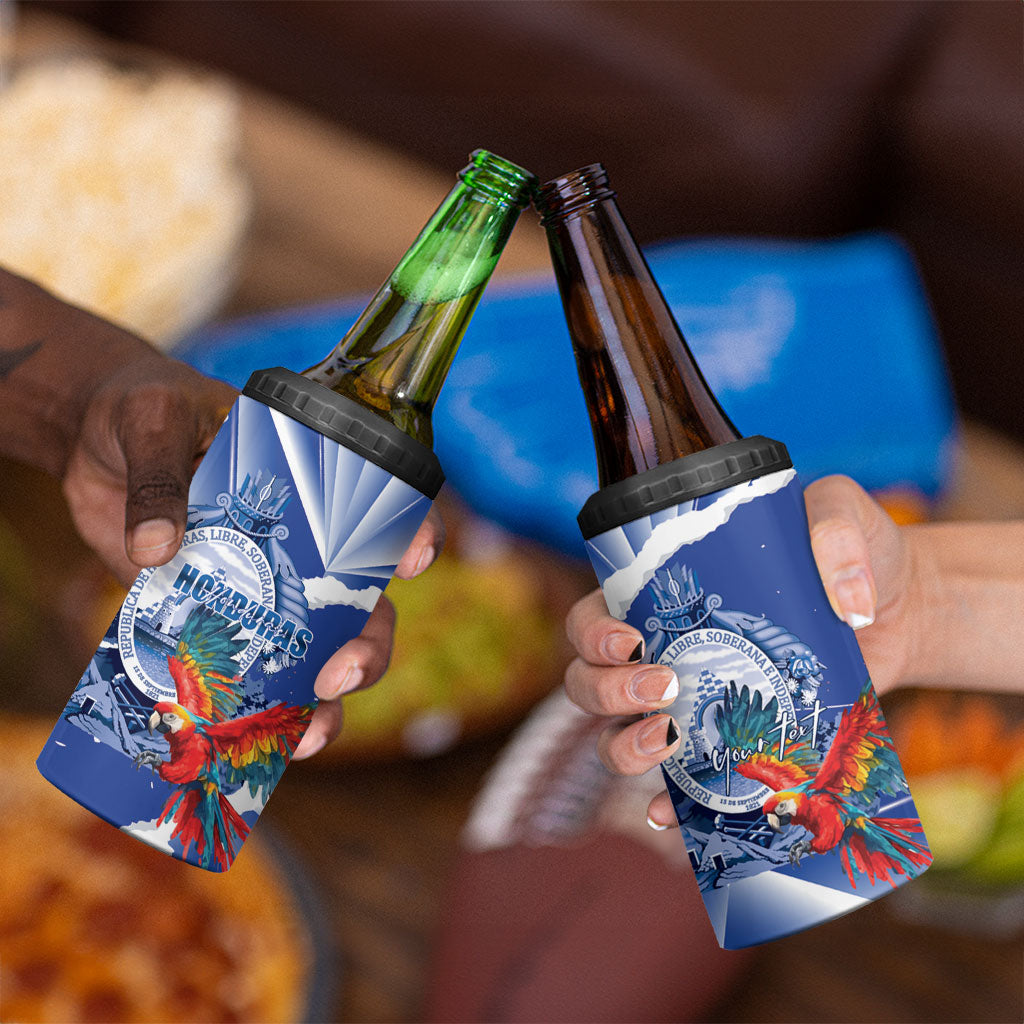 Personalized Honduras Scarlet Macaw 4 in 1 Can Cooler Tumbler Happy Independence Day
