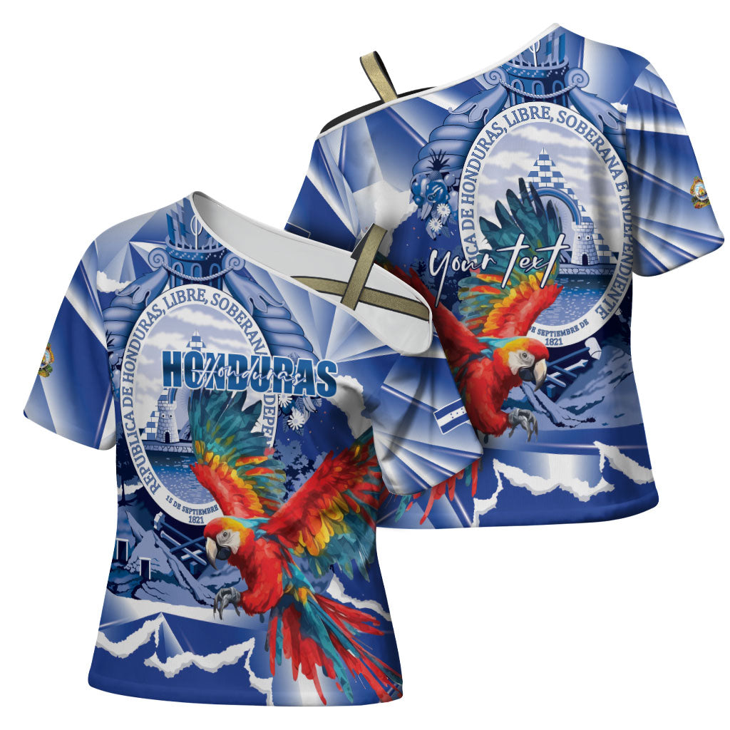 Personalized Honduras Scarlet Macaw Cross Shoulder Shirt Happy Independence Day