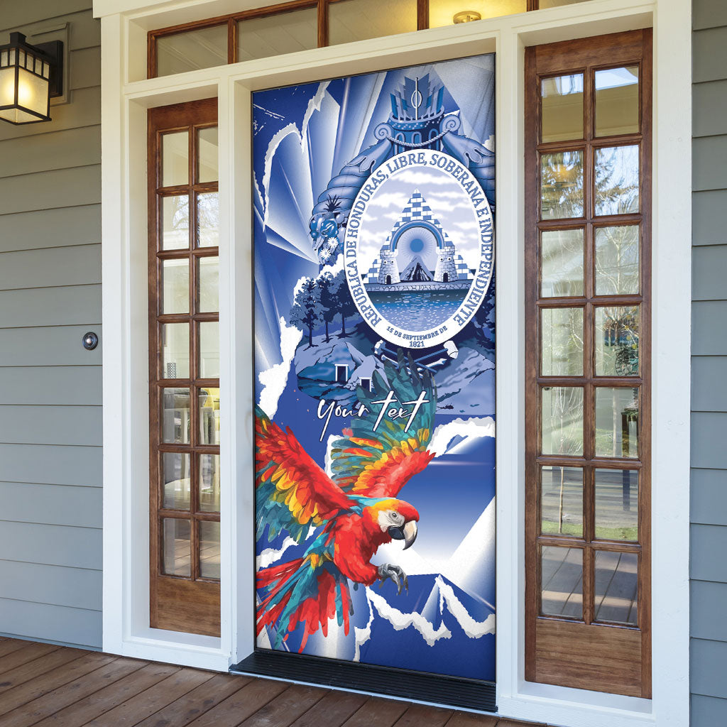 Personalized Honduras Scarlet Macaw Door Cover Happy Independence Day