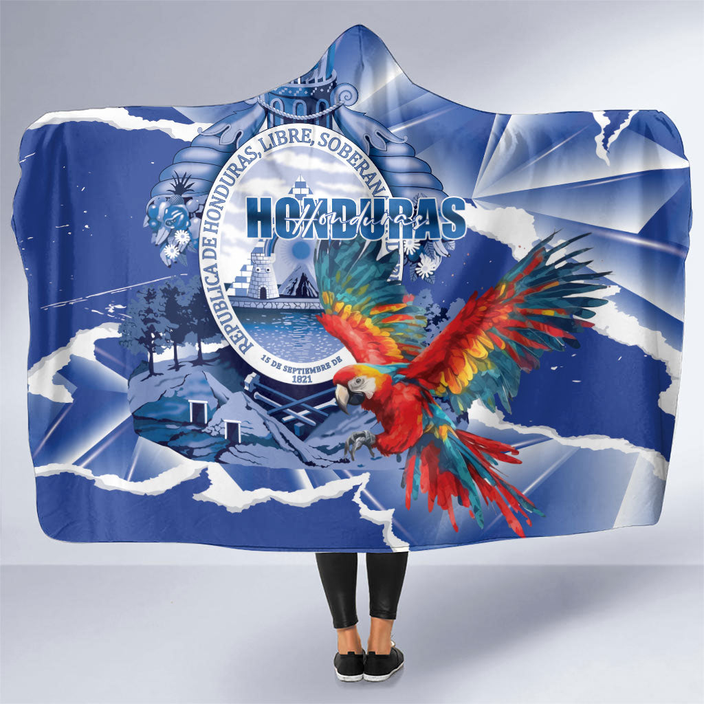 Honduras Scarlet Macaw Hooded Blanket Happy Independence Day